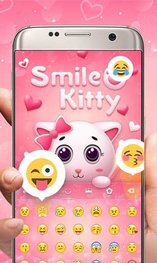 Smile Kitty GO Keyboard Theme screenshot 4