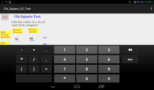 Chi square X2 Test 2x2 table screenshot 6