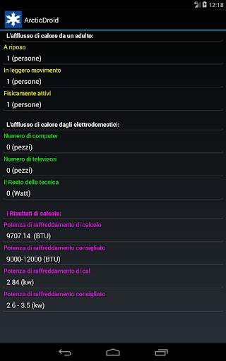 Calcolo condizionatore d'aria screenshot 12