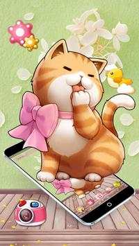 Pink Bow Orange Cat Theme screenshot 2