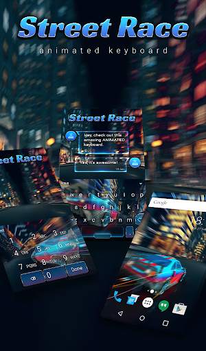 Street Race Animated Keyboard   Live Wallpaper screenshot 1
