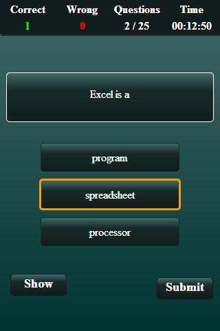 Free Microsoft Excel Test screenshot 3