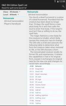 Fifth Edition Spell List Free screenshot 9