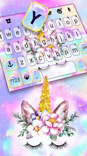 Galaxy Floral Unicorn Keyboard Theme screenshot 2