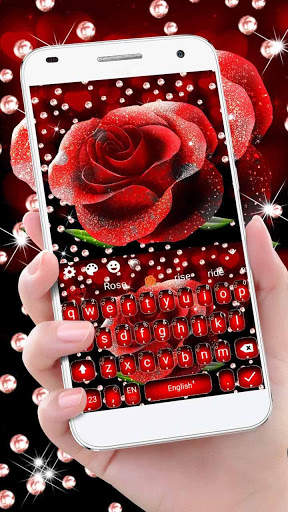 Red Glitter Rose Keyboard Theme screenshot 1