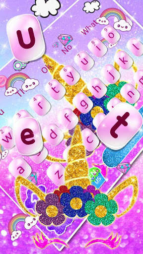 Glitter Unicorn Keyboard Theme screenshot 1