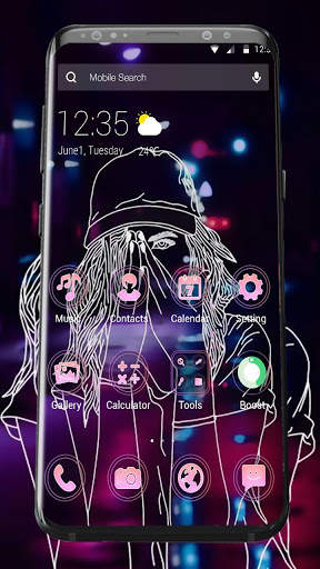 Neon Sad Girl APUS Launcher Theme screenshot 1