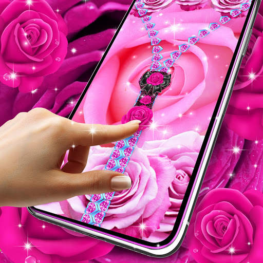 Lock screen zipper pink rose 1 تصوير الشاشة