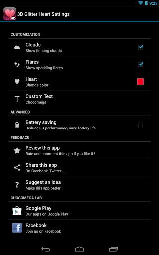 3D Glitter Heart LWP screenshot 4