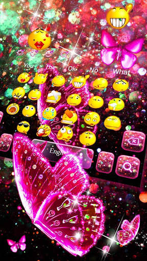 Pink Glitter Butterfly Keyboard Theme screenshot 3