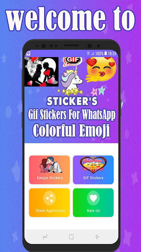 Gif Stickers For WhatsApp-Colorful Emoji screenshot 1