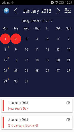 UK Calendar App with Holidays screenshot 3