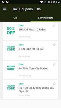 Cab coupons (Free Rides) for Ola Taxi screenshot 4