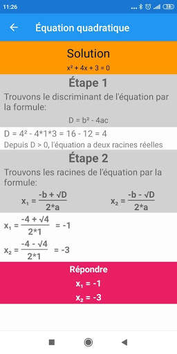 Équation quadratique solveur screenshot 2