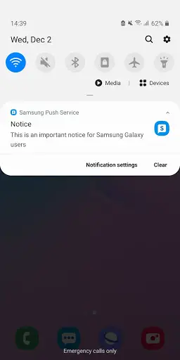 Samsung push service 1 تصوير الشاشة