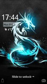 Neon Blue Dragon Phone Locker Theme screenshot 2