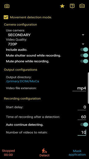MoCa Free - Motion Detection Camera and Dashcam screenshot 3