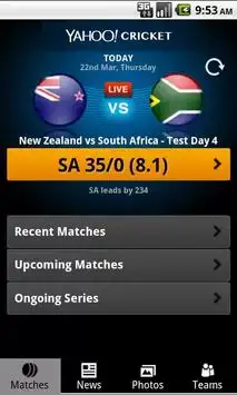 Yahoo Cricket screenshot 1
