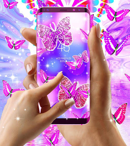 Pink butterfly live wallpaper скриншот 2