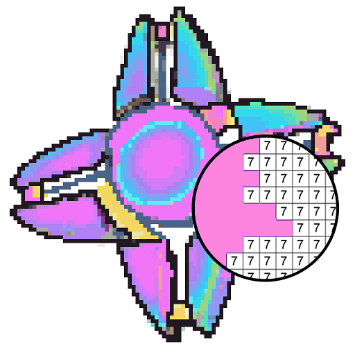 ikon Fidget Spinner Color by Number: Pixel Art No.Color