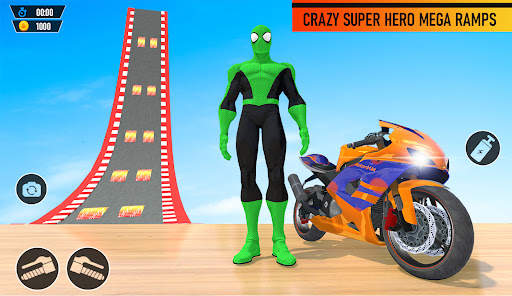 Superhero Mega Ramp Bike Stunt screenshot 14