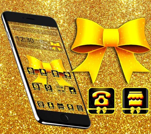 Golden Glitter Ribbon Theme 🎀 screenshot 3