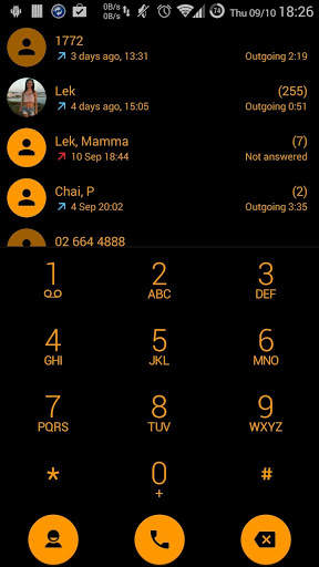 Dialer theme Flat BlackOrang स्क्रीनशॉट 2