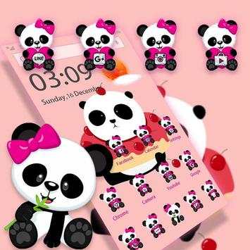 Free Pink Panda Cute wallpaper lock screen theme скриншот 3