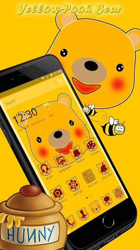 Kawaii Yellow Pooh Bear theme 3 تصوير الشاشة