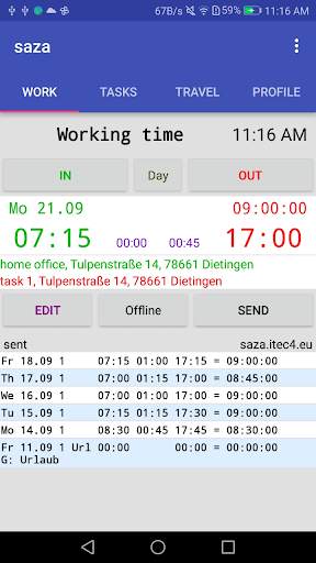 Saza: Work time GPS company screenshot 1