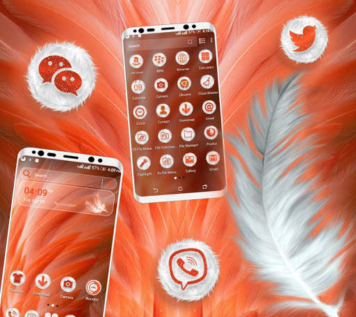Orange Feather Launcher Theme screenshot 1