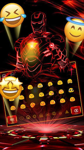 Neon Red Iron Hero Keyboard Theme screenshot 3