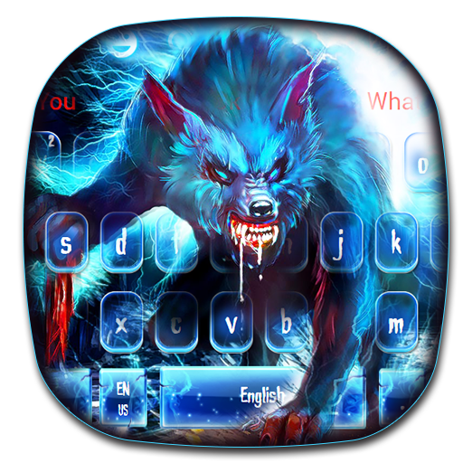 Lightning Blue Wild Wolf Keyboard Theme icon