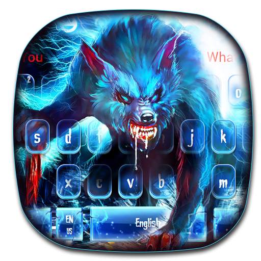 Lightning Blue Wild Wolf Keyboard Theme 10001002
