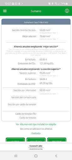 CableApp cálculo sección cable screenshot 6