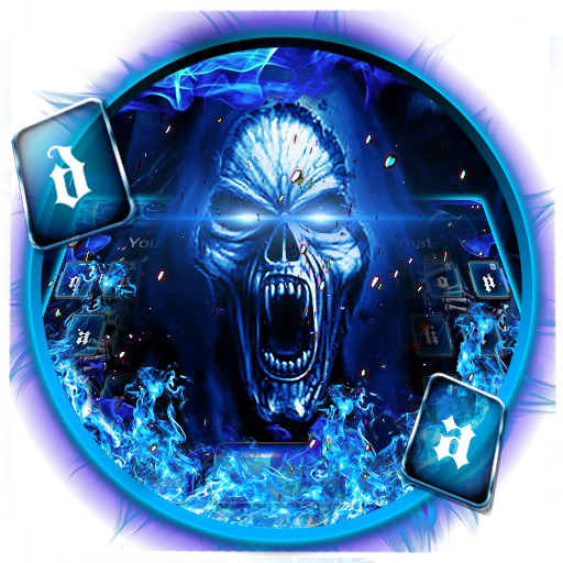 Neon Blue Skull Keyboard icon