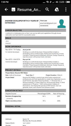 Resume PDF Maker / CV Builder screenshot 1