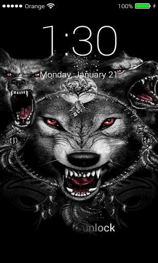 Wolf Lock screen Passcode, Neon Wolf HD Wallpaper screenshot 5