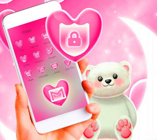 Cute Pink Teddy Theme screenshot 3