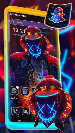 Neon Mask Man Launcher Theme screenshot 1