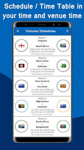Cricket Cup 2019 Time Table Schedule Live Score screenshot 3