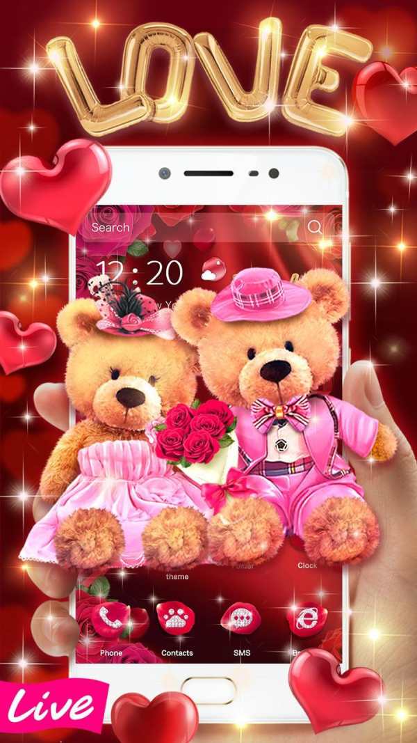 3D Love Bear Couple Theme screenshot 2