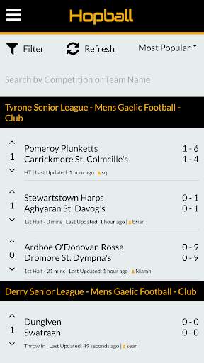 Hopball - GAA Live Scores and Results screenshot 1