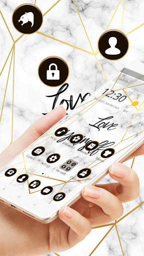 White Golden Marble Pattern Theme screenshot 3