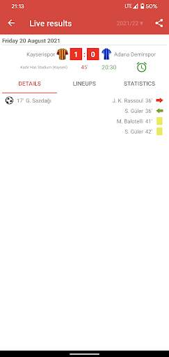 Live Scores for Super Lig 2021/2022 screenshot 3