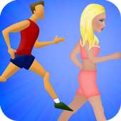 man and woman running game logo