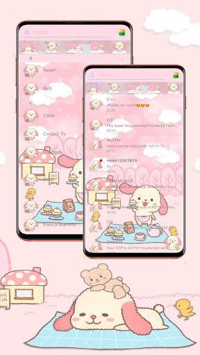 SMS Theme Rabbit Fluffy Pink screenshot 3