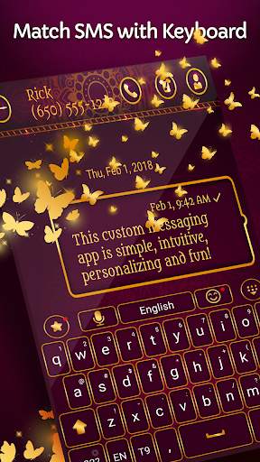 Gold keyboard theme and SMS messenger theme screenshot 1