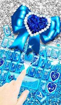 Blue Glitter Bow Keyboard Theme 3 تصوير الشاشة