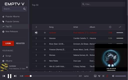 EMPTY V -  Music Player, Track & Artist Radio 9 تصوير الشاشة